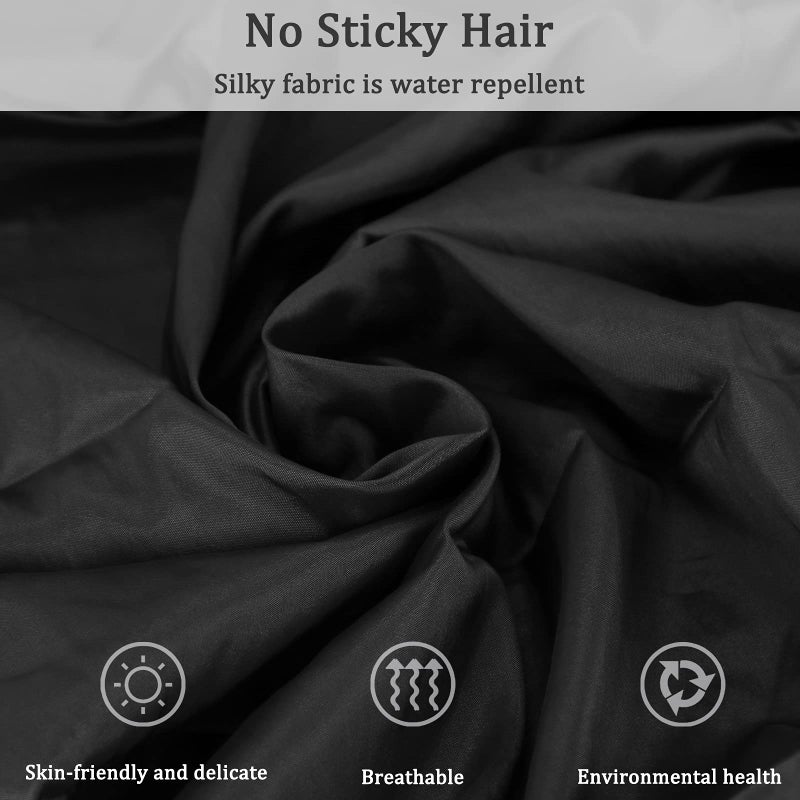 Exttlliy Polyester Fabric Professional Salon Smock Stylist Jacket Waterproof Haircut Cape Barber Apron (Black, M) - Image 3